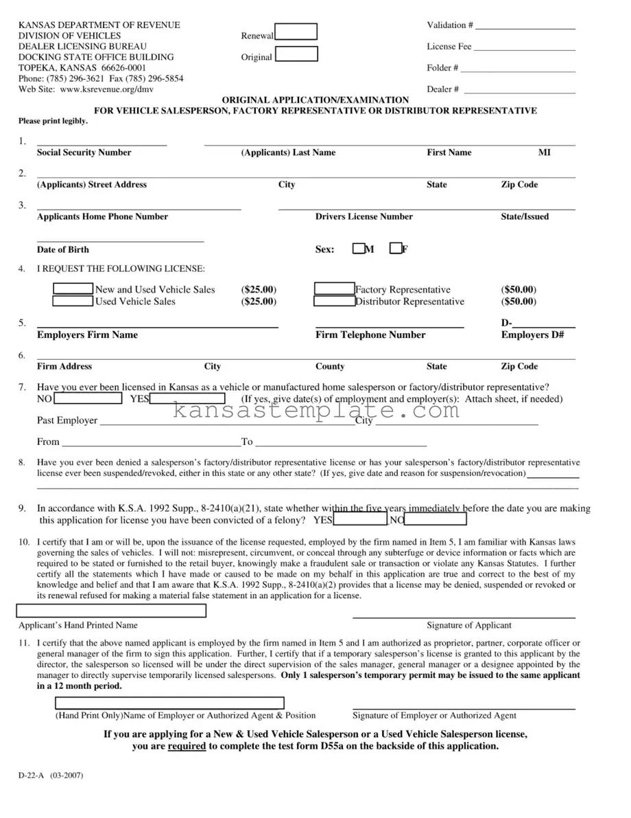 Kansas D 22A Template