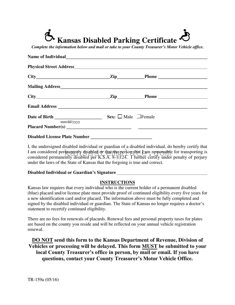 Kansas Disabled Parking Template
