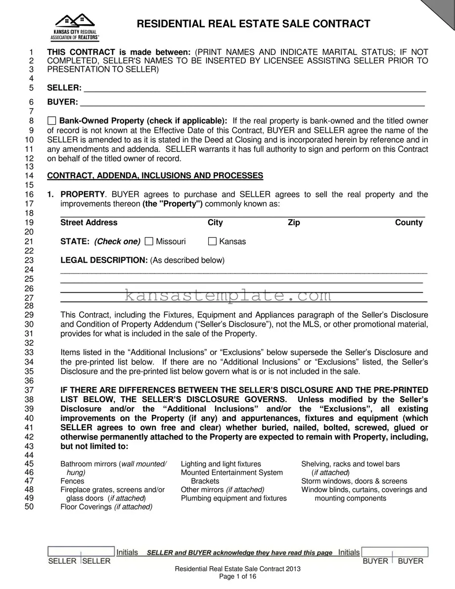 Kansas Estate Contract Template