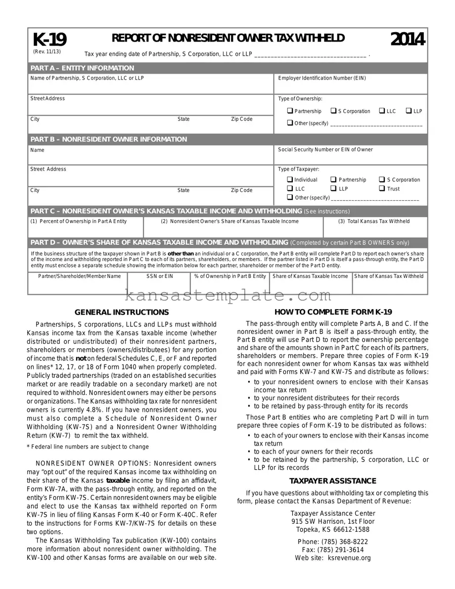 Kansas K 19 Template