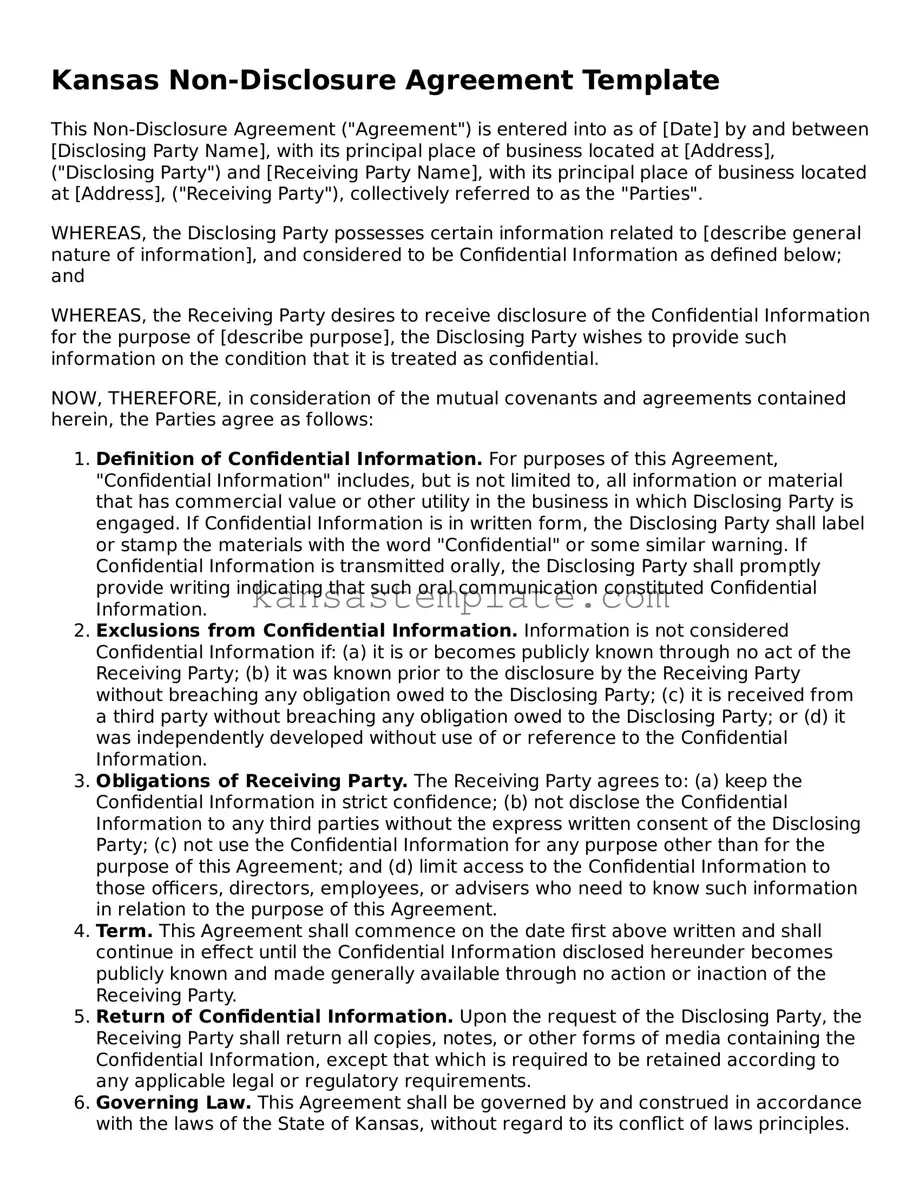 Valid Non-disclosure Agreement Form for Kansas State