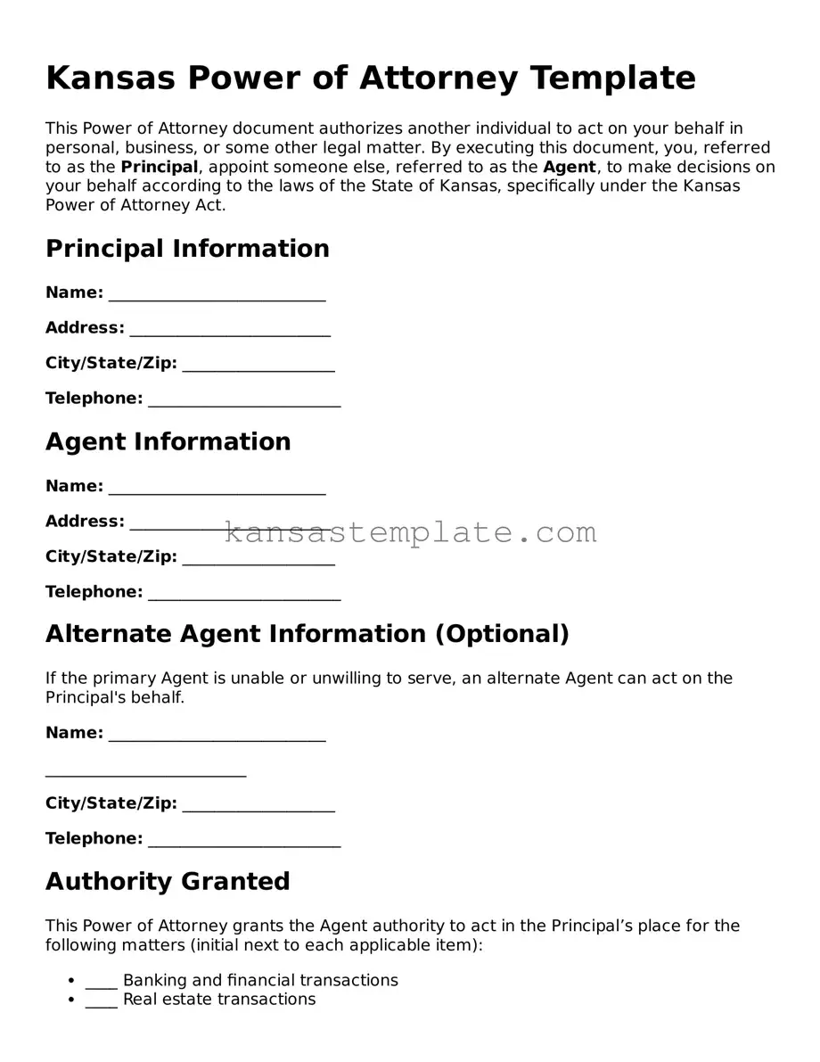 Valid Power of Attorney Form for Kansas State