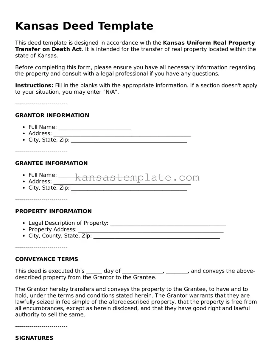 Valid Deed Form for Kansas State