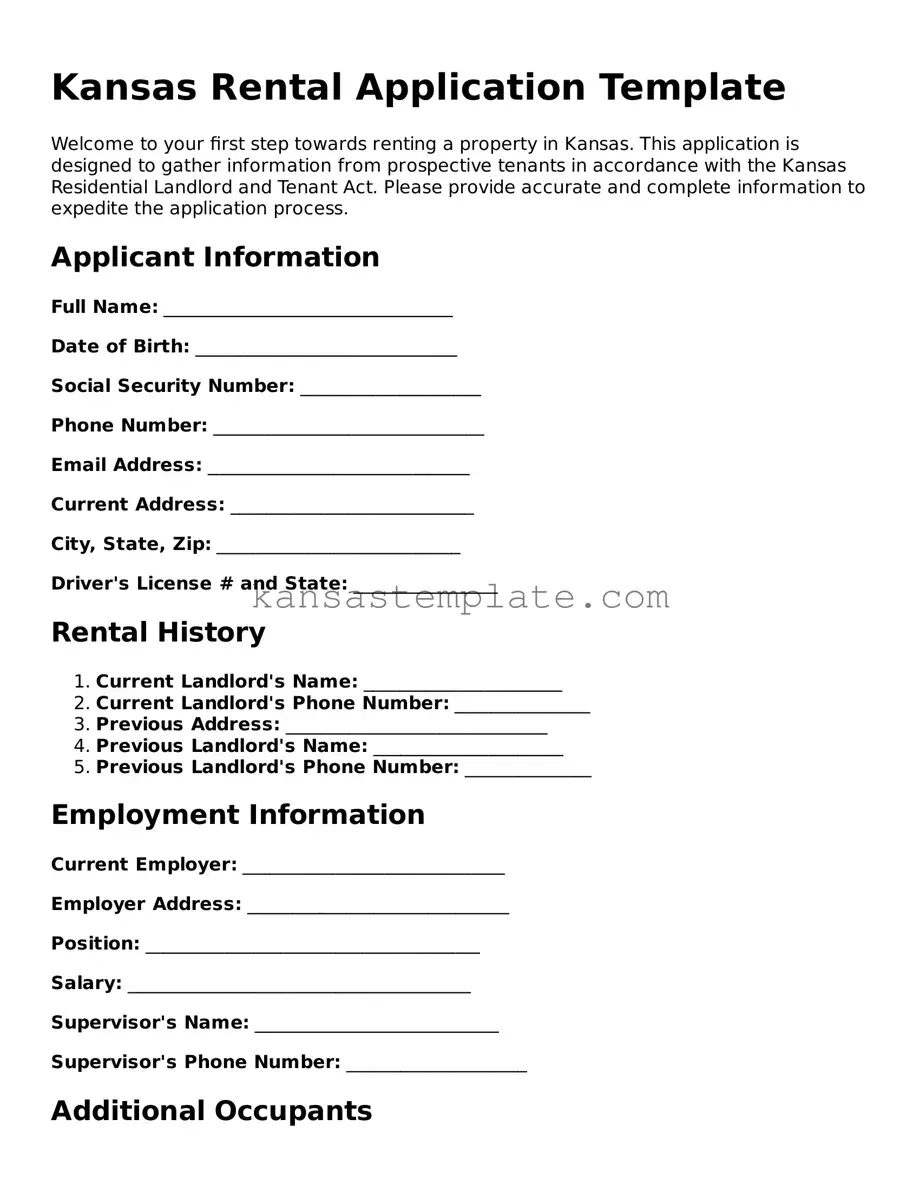 Valid Rental Application Form for Kansas State