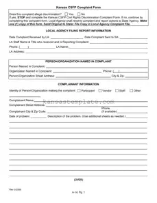Kansas Csfp Complaint Template