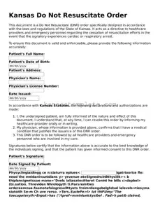 Valid Do Not Resuscitate Order Form for Kansas State