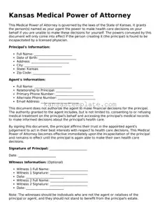 Valid Medical Power of Attorney Form for Kansas State