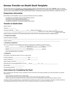 Valid Transfer-on-Death Deed Form for Kansas State