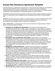 Valid Non-disclosure Agreement Form for Kansas State