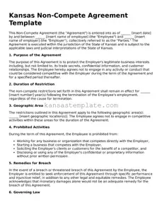 Valid Non-compete Agreement Form for Kansas State
