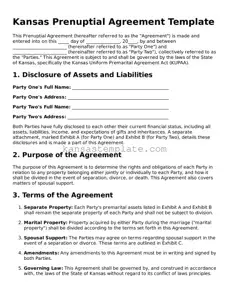 Valid Prenuptial Agreement Form for Kansas State