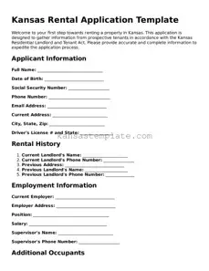 Valid Rental Application Form for Kansas State