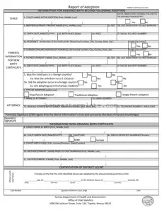 Kansas Report Of Adoption Template