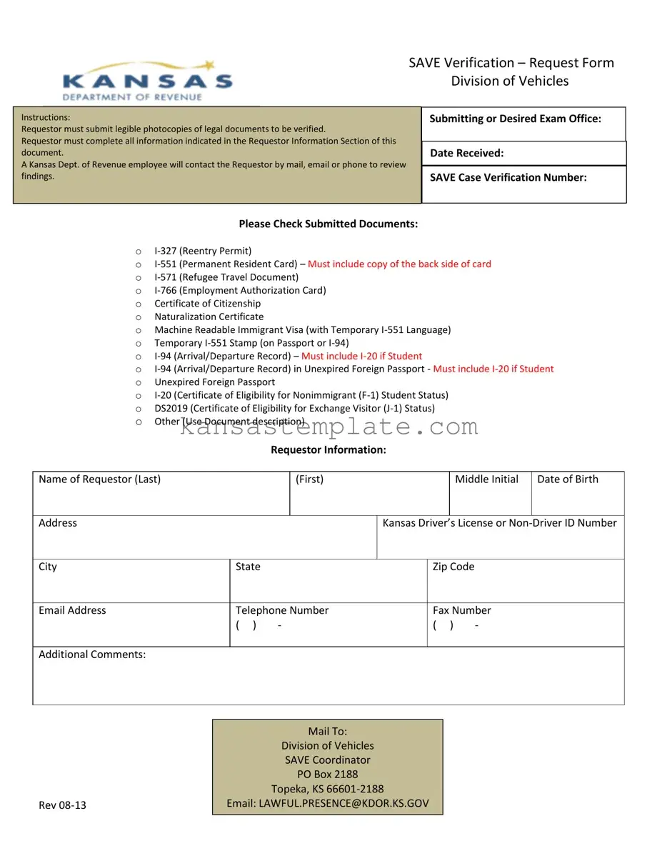 Save Verification Kansas Template